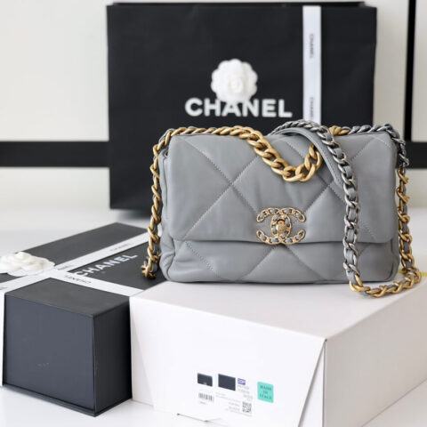 CHANEL Flap 19bag 26CM大象灰金扣 AS1160