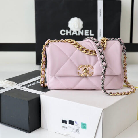 CHANEL Flap 19bag 26CM粉色金扣 AS1160