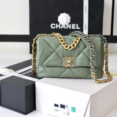 CHANEL Flap 19bag 26CM墨绿色金扣 AS1160