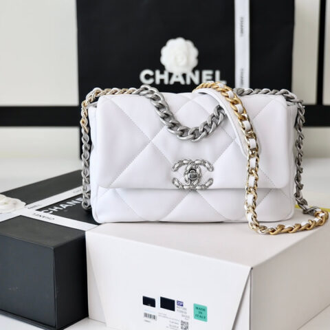 CHANEL Flap 19bag 26CM白色银扣 AS1160