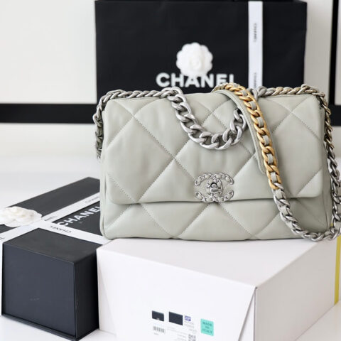 CHANEL Flap 19bag 30CM灰色银扣 AS1161