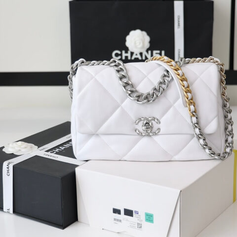 CHANEL Flap 19bag 30CM白色银扣 AS1161