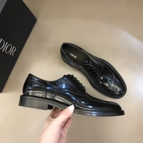 DIOR EXPLORER DIOR EXPLORER 黑色开边珠鞋面男士真皮大底德比鞋