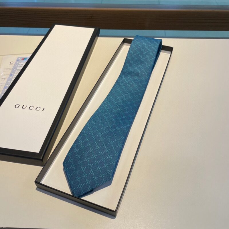 GUCCI古驰互扣式G图案真丝领带