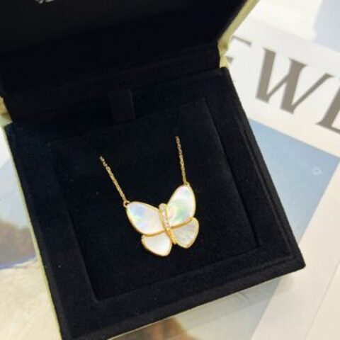 Van Cleef & Arpels梵克雅宝白贝 灰贝 蝴蝶项链