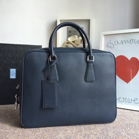 PRADA普拉达进口十字纹牛皮公文包2VE0305