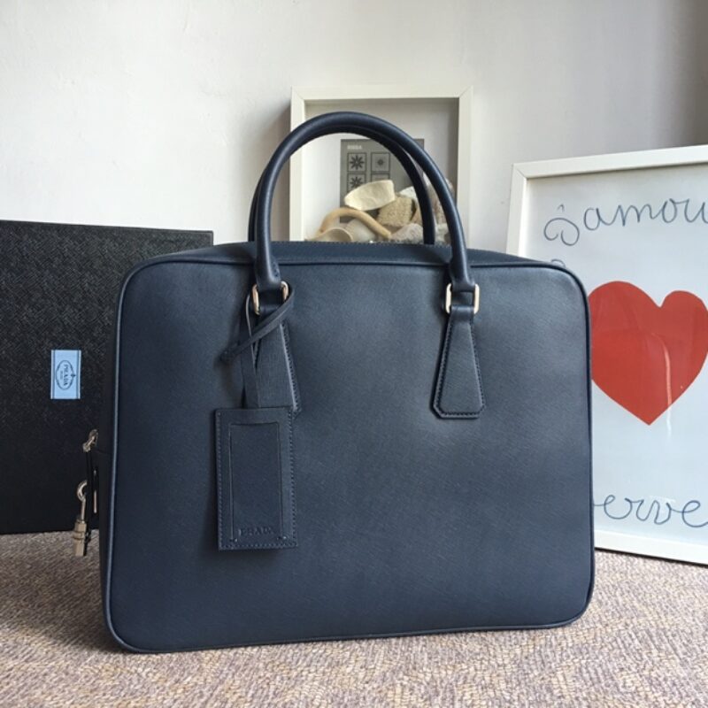 PRADA普拉达进口十字纹牛皮公文包2VE0305