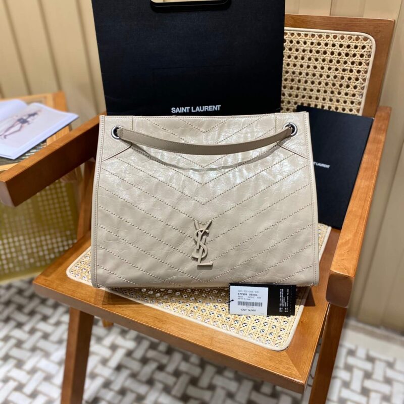 YSL NIKI SHOPPING BAG 33CM 577999奶茶色油蜡牛皮