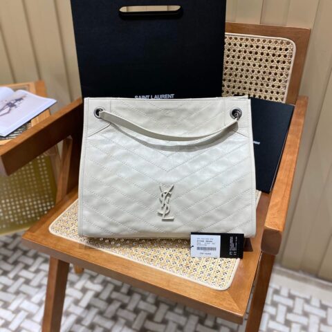 YSL NIKI SHOPPING BAG 33CM 577999奶白色油蜡牛皮