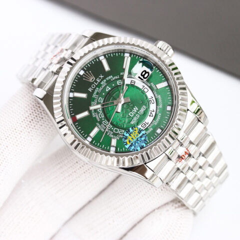 H8新款阴阳劳力士Rolex Sky-Dweller 天行者纵航者型表圈采用劳力士Ring Command三角坑纹五株链条
