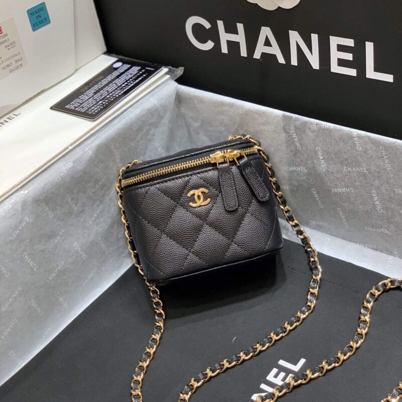 CHANEL小球牛皮盒子口红包 AP1340黑色