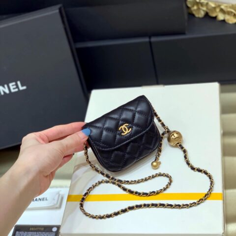 CHANEL 小金球系列腰包口红包 AP1461黑色
