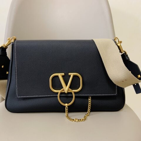 Valentino华伦天奴Garavani VRING小牛皮粒纹皮复古单肩包0888