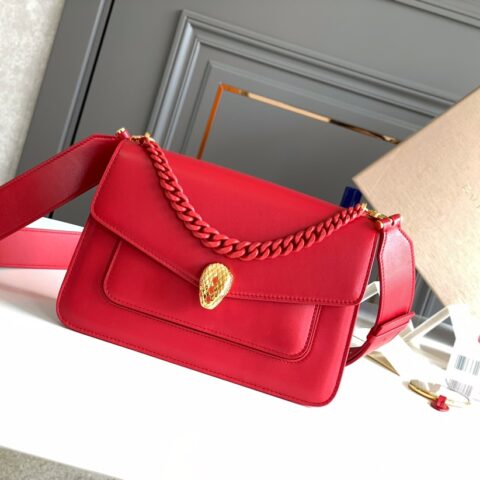 BVLGARI宝格丽石榴石红色小羊皮肩背包290323