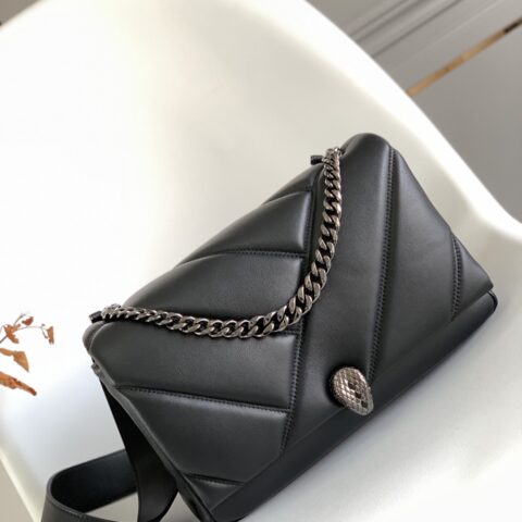 BVLGARI宝格丽马特拉塞凸纹几何图案小牛皮斜挎包291222