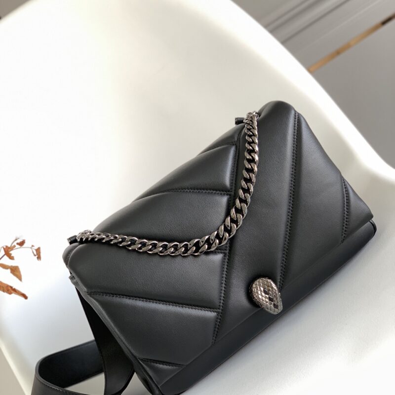 BVLGARI宝格丽马特拉塞凸纹几何图案小牛皮斜挎包291222