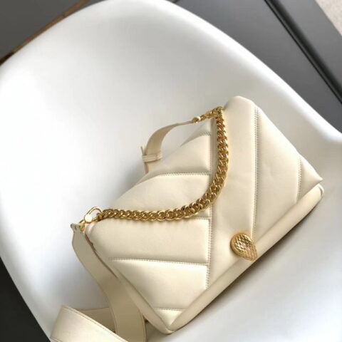 BVLGARI宝格丽马特拉塞凸纹几何图案小牛皮斜挎包291222