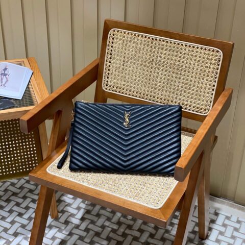 YSL MONOGRAM 36CM 大号手包 440222黑色/金扣