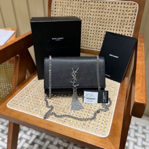 YSL 𝑲𝒂𝒕𝒆 𝟮𝟰𝒄𝒎 鱼子酱流苏包 354119黑色/银扣