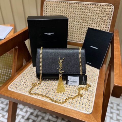 YSL 𝑲𝒂𝒕𝒆 𝟮𝟰𝒄𝒎 鱼子酱流苏包 354119黑色/金扣
