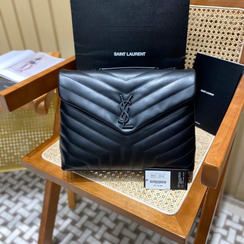 YSL LouLou 31CM Y形挎包 459749黑色/黑扣
