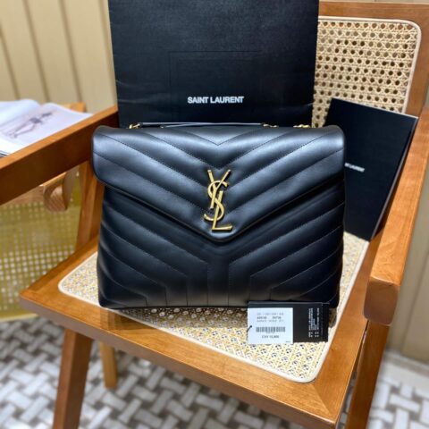 YSL LouLou 31CM Y形挎包 459749黑色/金扣
