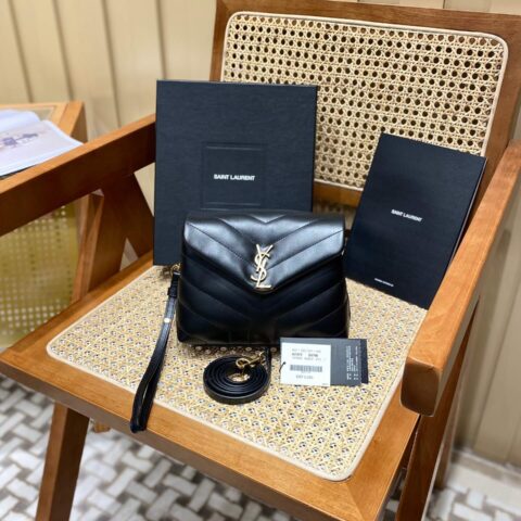 YSL LouLou 20CM 迷你斜挎包 467072黑色/金扣