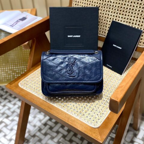 YSL Niki 22CM 邮差包 633151藏蓝色