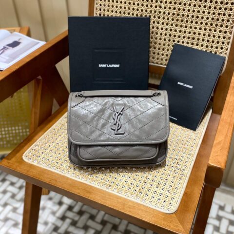 YSL Niki 22CM 邮差包 633151浅灰色