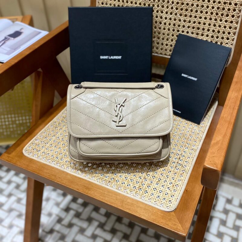 YSL Niki 22CM 邮差包 633151奶茶色