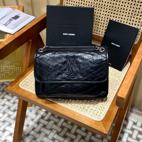 YSL Niki 28CM 邮差包 633158黑色