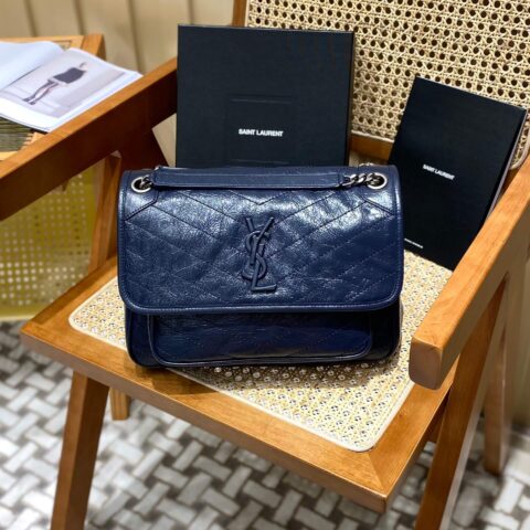 YSL Niki 28CM 邮差包 633158藏蓝色