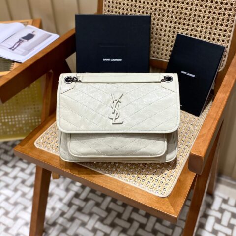 YSL Niki 28CM 邮差包 633158奶白色