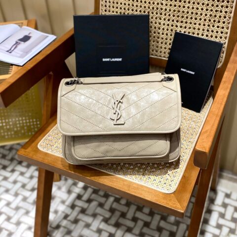 YSL Niki 28CM 邮差包 633158奶茶色
