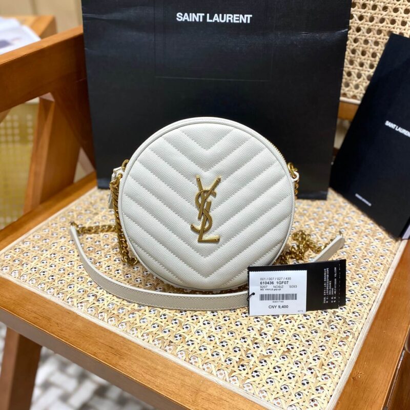 Saint laurent Ysl 最新VINYLE鱼子酱小圆包 610436白色