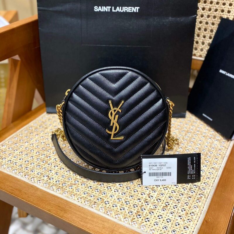 Saint laurent Ysl 最新VINYLE鱼子酱小圆包 610436黑色