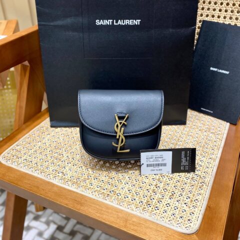 YSL 𝐊𝐚𝐢𝐚 𝐌𝐢𝐧𝐢 15CM 平纹马鞍包 623079黑色/金扣