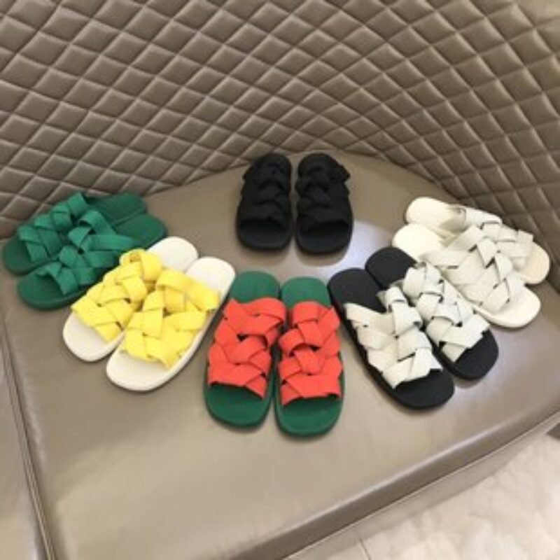 BV葆蝶家   进口纯棉原版织带材质春夏手工编织拖鞋