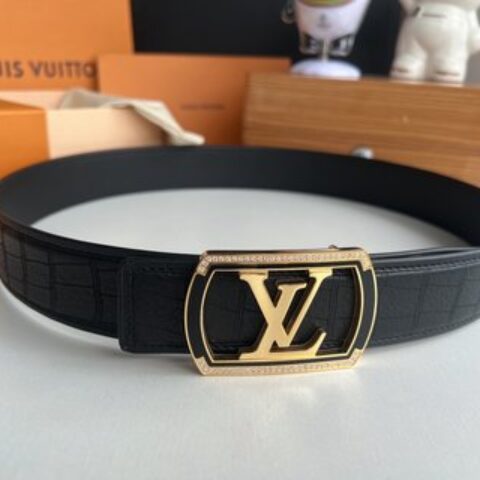 LV/路易威登   金属扣实心钢树脂工艺镶嵌男士4.0腰带
