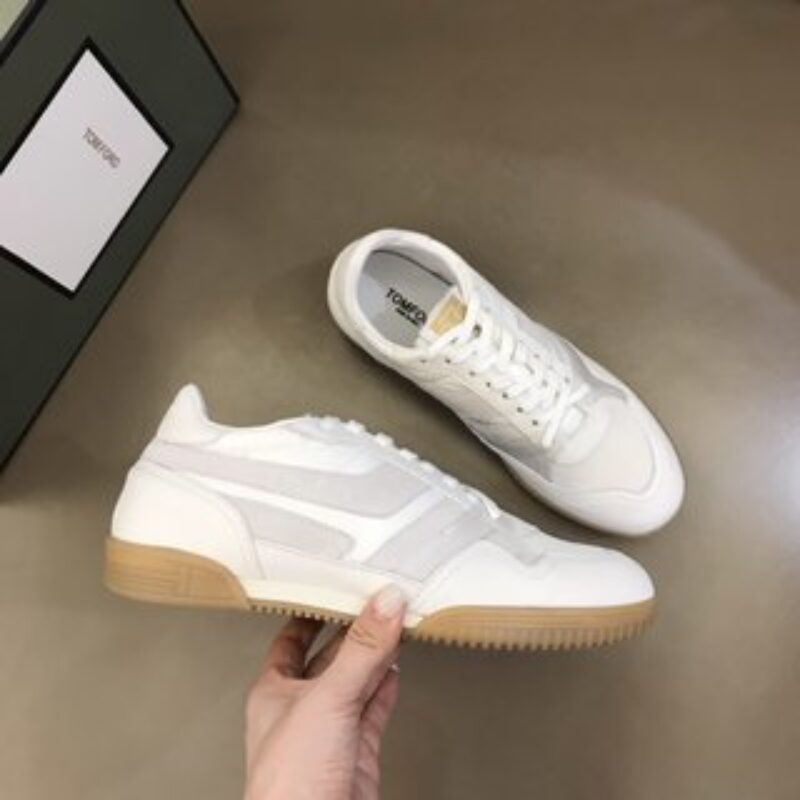 TOMFORD   头层牛皮拼接布面男士休闲运动鞋