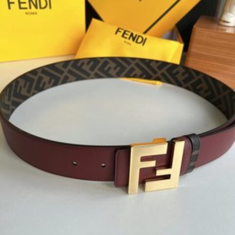 FENDI芬迪   双层负离子金属扣印花面料牛皮底内衬4.0cm宽度
