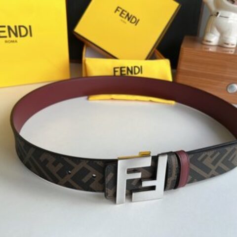 FENDI芬迪   双层负离子金属扣印花面料牛皮底内衬4.0cm宽度
