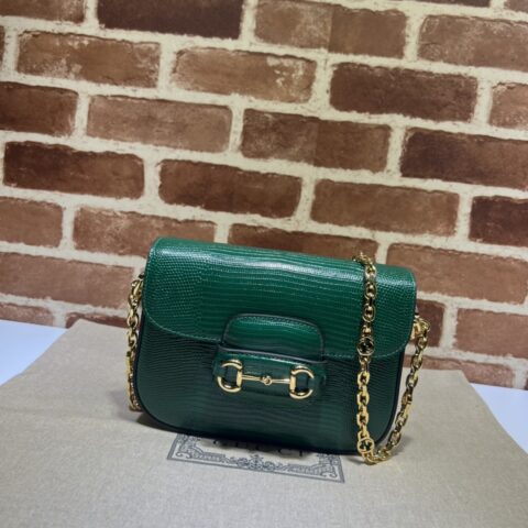 GUCCI古驰马衔扣1955系列蜥蜴皮迷你手袋675801