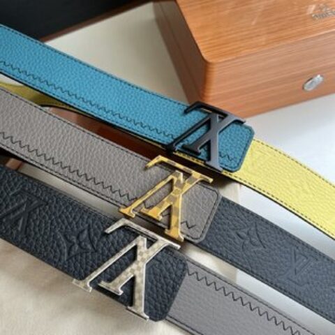 LV/路易威登   Monogram图案 lnitiales Color. Blocks双面腰带40mm