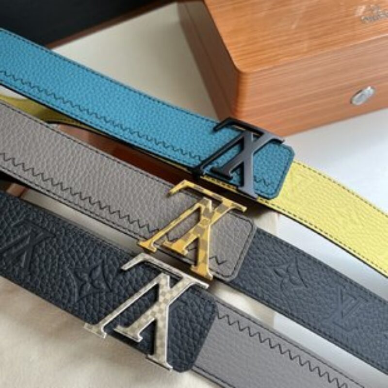 LV/路易威登   Monogram图案 lnitiales Color. Blocks双面腰带40mm