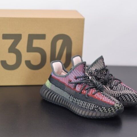 Yeezy Boost 350V2 黑彩虹天使  yechei椰子运动跑鞋 官方货号：FW5190