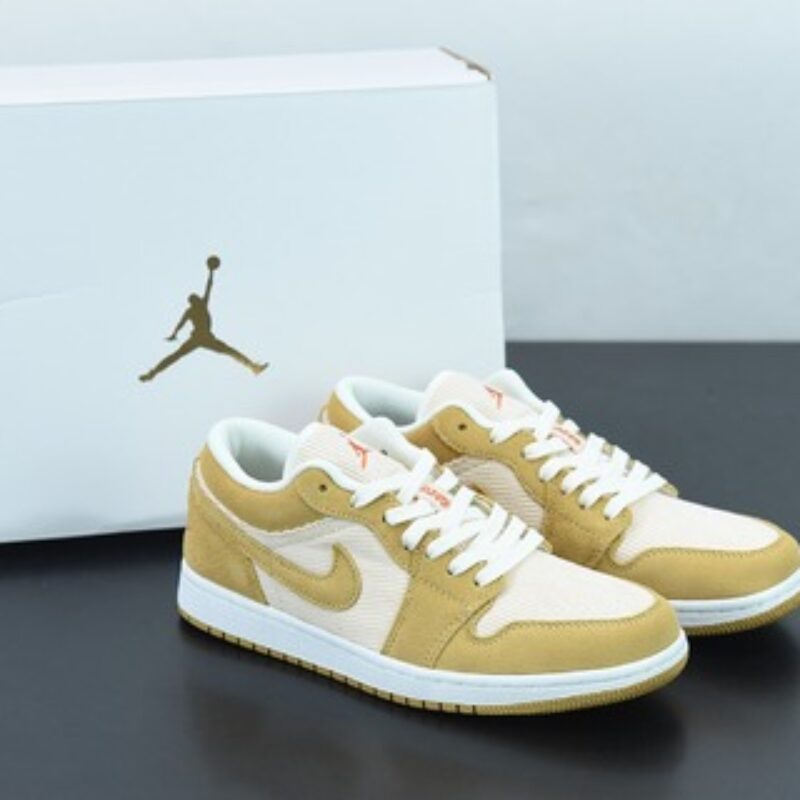 Air Jordan 1 AJ1 low 米白黄 灯芯绒 低帮篮球鞋货号：DH7820-700