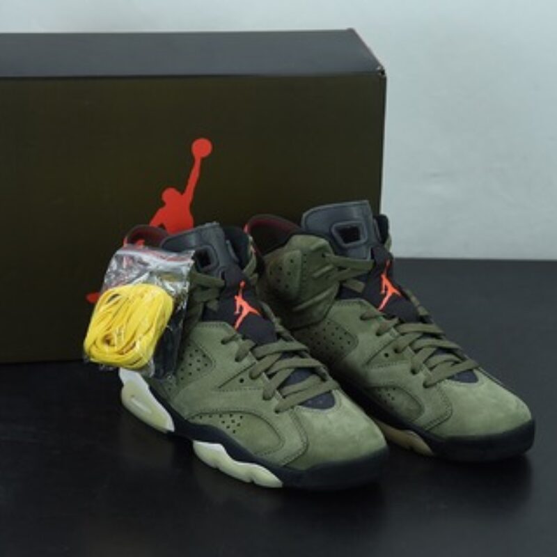 X00L6 纯原版 Air Jordan 6 x TS联名 AJ6 军绿夜光男子高帮篮球鞋 货号：CN1084-200