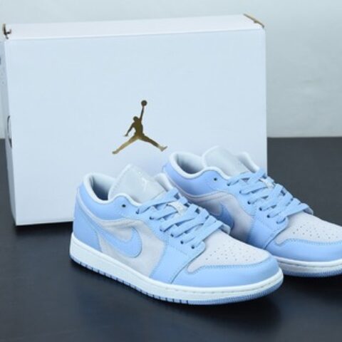 Air Jordan 1 Low AJ1乔1大学蓝 冰蓝灰 低帮休闲板鞋 货号：DC0774-050