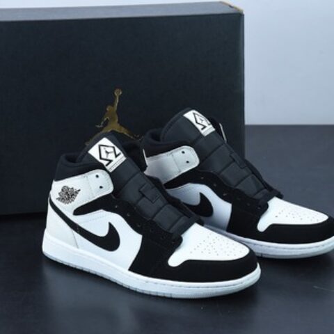 AJ1 Mid "Diamond Shorts" AJ1 乔1珠光白黑熊猫高帮运动鞋篮球鞋 DH6933-100